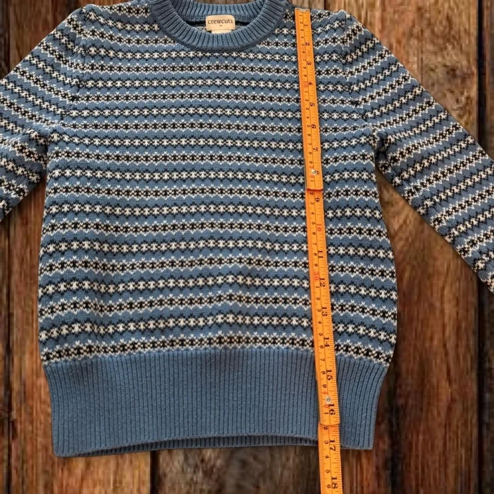 J.Crew Crewcuts Boys Fair Isle Sweater Blue Nordic 100% Cotton Size XS 4-5